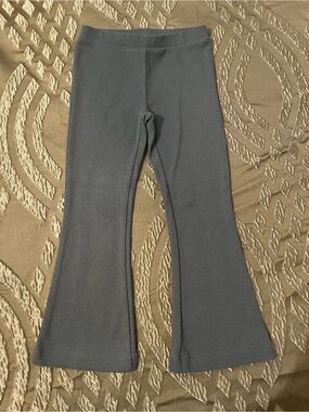 Kids Ribbed Flare Leggings - Slate Gray size 4